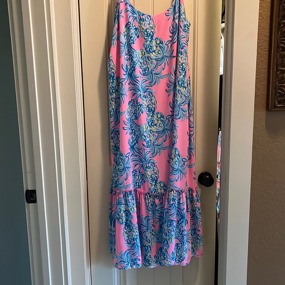 NWOT Lilly Pulitzer pink pineapple maxi dress. XL Winnie